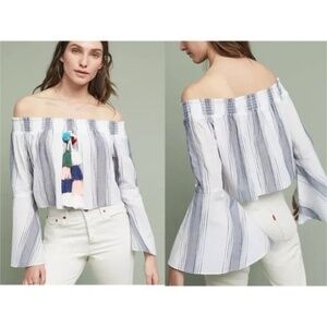 NWT ANTHROPOLOGIE Lilka Pom Bell Sleeve Crop LARGE TAP